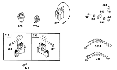 Armatures And Misc. Elect. Diagram and Parts List for 82331-0538-XX  Briggs and Stratton Engine